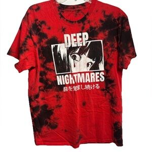 Vitriol Deep Nightmares Black Red Tie Die Anime Horror Nerd T-shirt Size Large